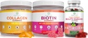 Rens liv Marine Collagen, Biotin, & Vegan Collagen Bundle, Gummies for hår hud og negle (Bulk - 90 Chews), fælles pleje Vitamin, immunforsvar, skønhed, Detox & Rense, erstatte kapsler, piller