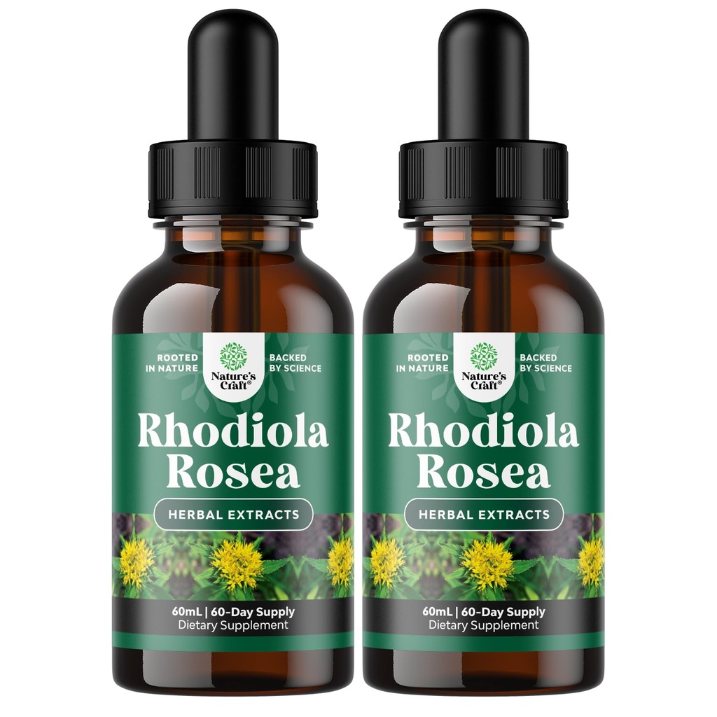 Høj potens Rhodiola Rosea Tinktur - Liquid Rhodiola supplement til Stress Energi og Mood Support med 3% Salidrosides Rosea Extract - Vegan non-GMO & alkohol-fri (120 Servere)