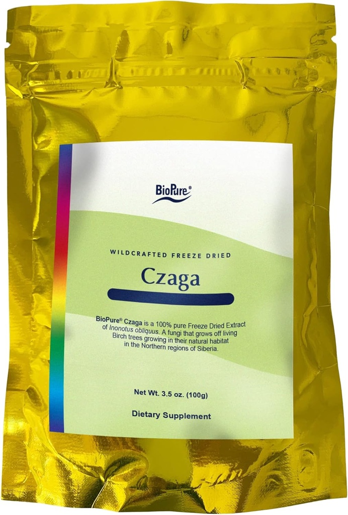 BioPure Czaga Freeze Tørret sibirisk ekstrakt - Potent pulveriseret Chaga Mushroom Rich i Beta- Glucans til at støtte lever, immunforsvar & Gastrointestinal funktion, og assister med kroppens stress reaktion - 100g