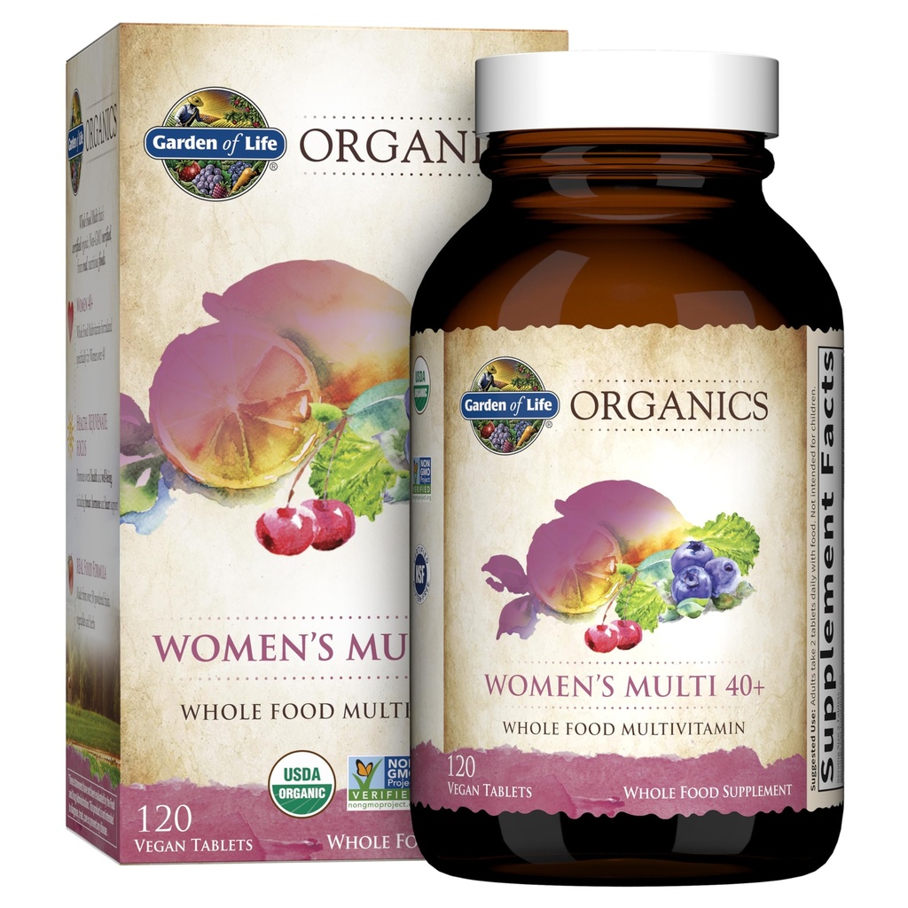 Livets Have Multivitamin til Kvinder 40 Plus, Organiske Kvinder Vitaminer, Hormone & Bryst Health Support Blend, Vegan, 120 tabletter