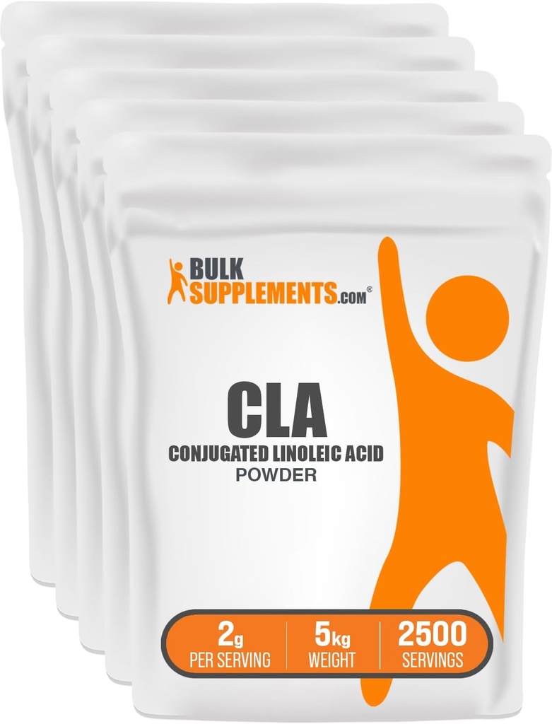 BulkSupplements.com Conjugated Linolic Acid Powder - CLA supplement, Nutritional Supplement - Gluten Free, 2g Per Serving, 1kg (2.2 lbs) (Pack of 5)