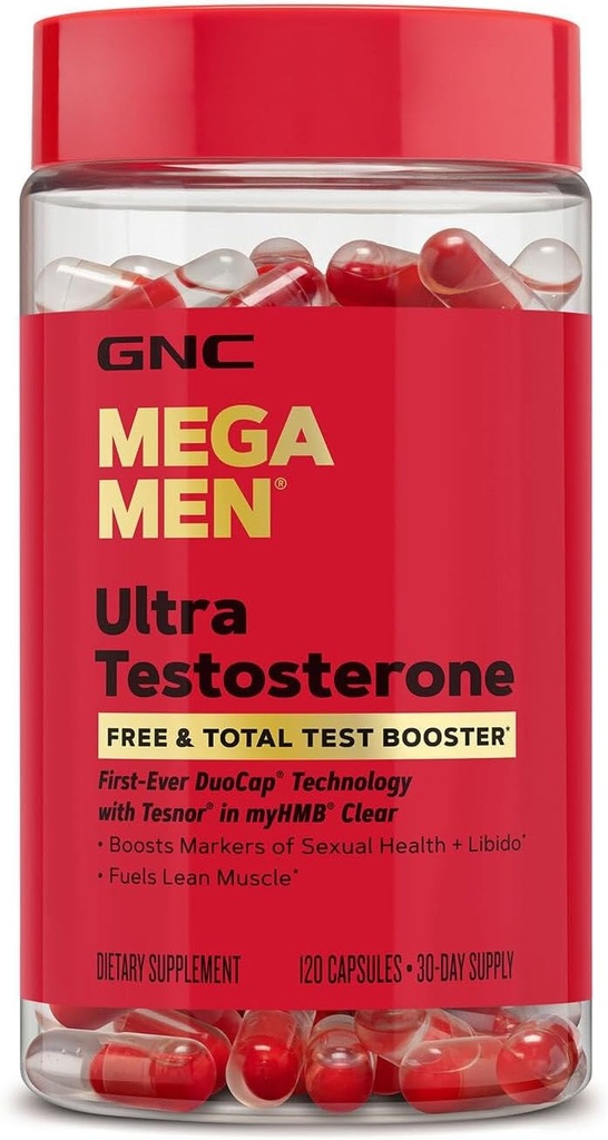 GNC Mega Mænd Ultra Testosteron, Free & Total Test Booster, 120 Greve