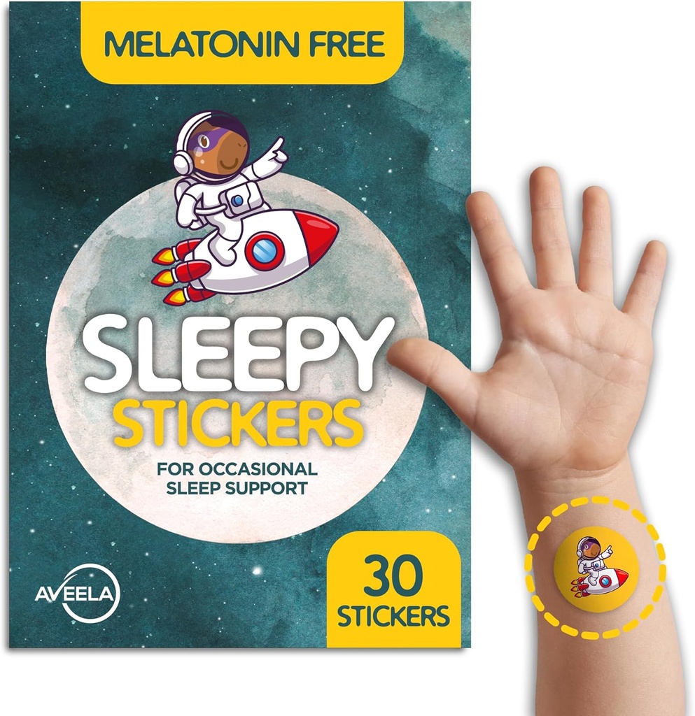 AVEELA Sleepy Stickers Melatonin Gratis for børn og voksne (30 Pack) Soveplastre for børn, Natural & Sugar Free. Rolig Patch til at sove bedre