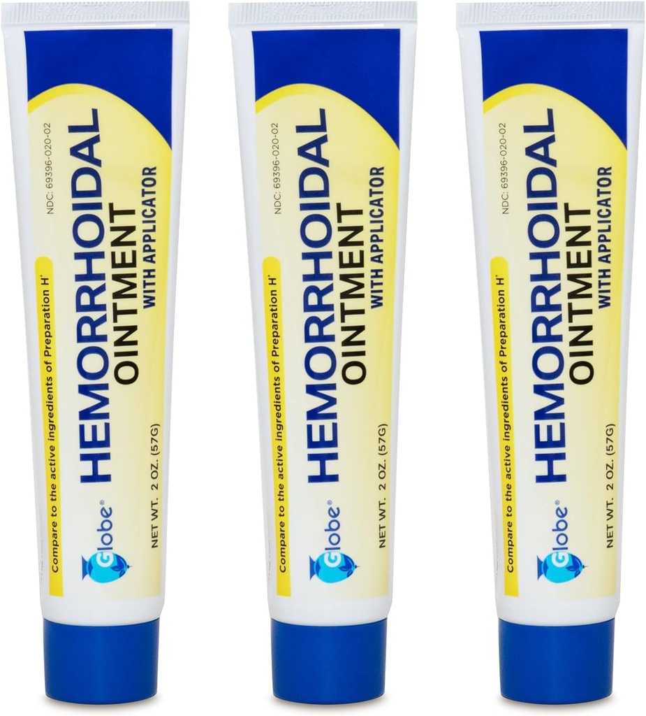 Hæmoroidal smertestillende salve 2 oz (56g) Per tube hæmoridbehandling til hurtig fungerende Itch, hævelse og maksimal styrke smertelindring (3 Pack)