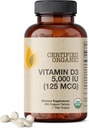 Futurebiotika Vitamin D3 5000 IE (125 MCG), USDA Certified Organic Vitamin D Supplement, 360 tabletter