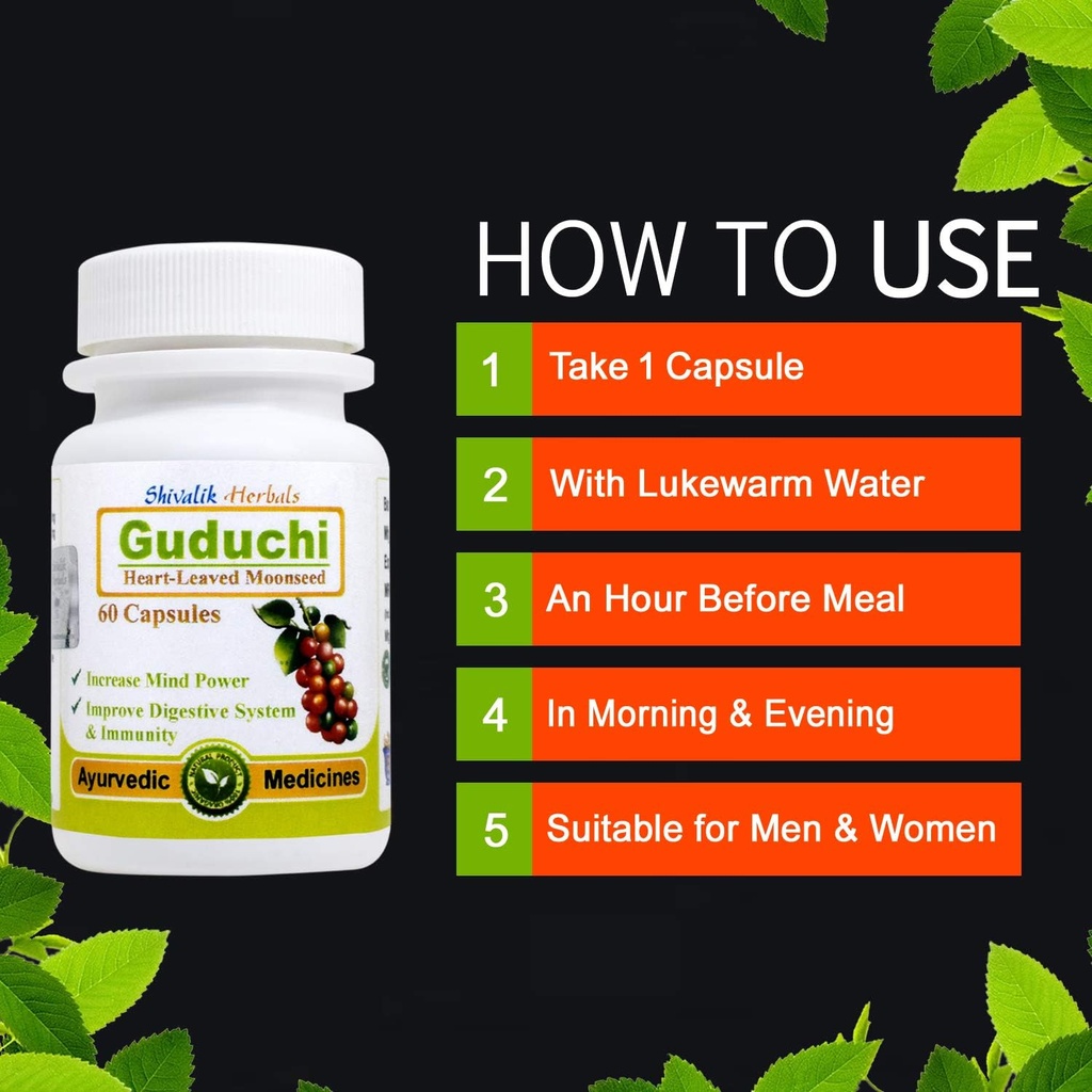 Guduchi- Tinospora cordifolia 120 Capsules Bottle Packing