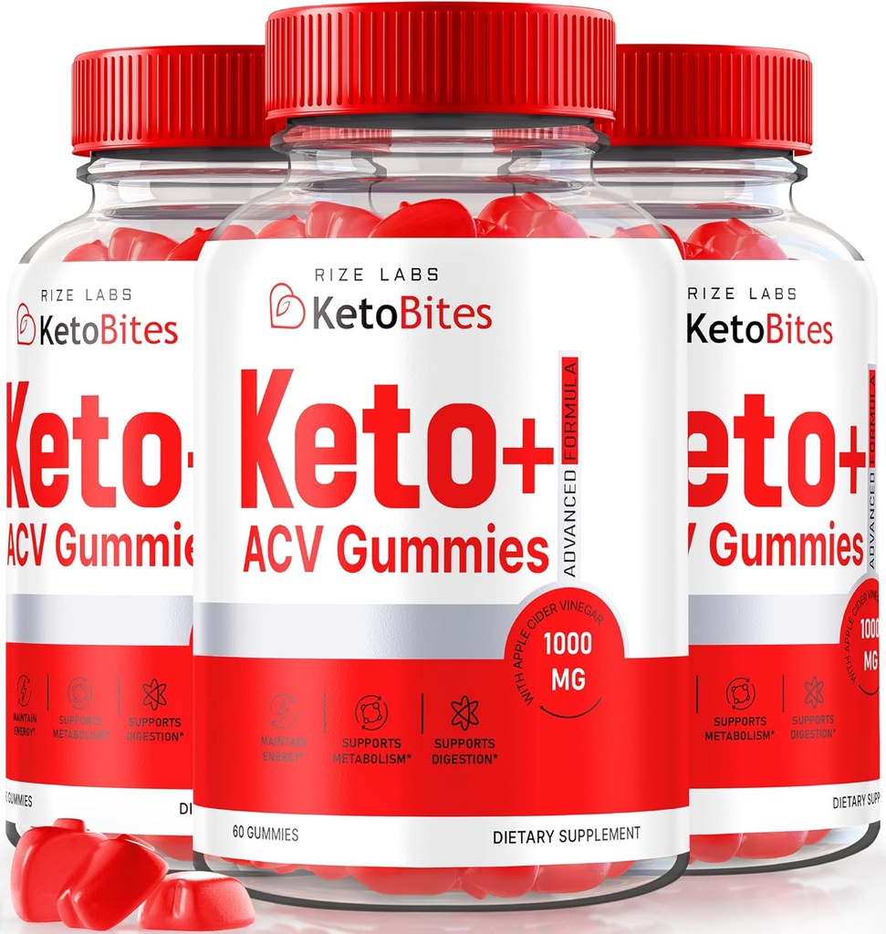rize laboratorier - Keto Bites ACV Gummies for Advanced Weight Loss, Alle naturlige Apple Cider Vinitor Supplement (180 Gummies)