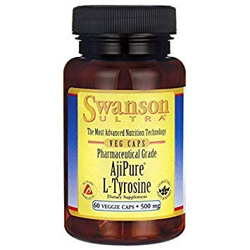 Swanson Amino Acid Ajipure L- Tyrosine Pharmaceutical Grade 500 Milligram 60 Veg kapsler