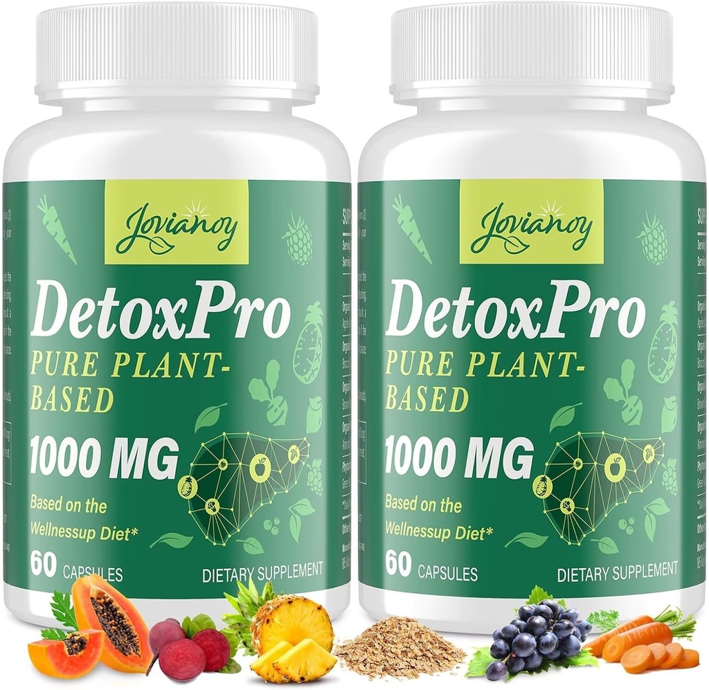 1000 MG Detox Detox Cleanse, High- Potent, Gut Cleanse & Detox kapsler til kvinder & mænd, naturlig afgiftning, kolon, lever, antioxidant & fordøjelsesstøtte, 120 kapsler