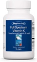 Allergy Research Group Full Spectrum Vitamin K - Vitamin K1 og K2 Supplement, Vitamin K Complex, MK-4, MK- 7, Vitamin D3, Vitamin A - 90 Tæl