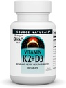 Source Naturals Vitamin K2 + D3 Bone & Heart Health Complex - med Vitamin D3, Vitamin K2 (MK- 7) og Calcium - 30 tabletter