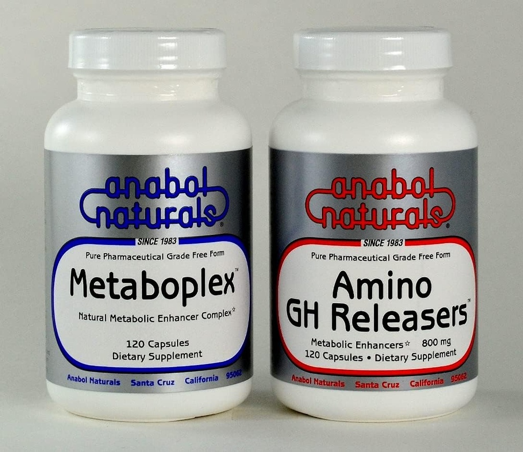 Anabol Naturals Meta GHR Stack: Metaboplex 120 kapsler, 600 mg og Amino GHReleasers120 kapsler, 800 mg