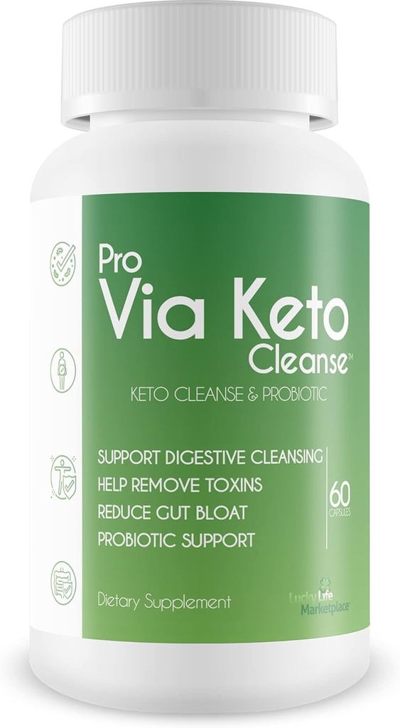 Pro Via Keto Cleanse - Help Remove Toxins & Impurities - Plant-Based Natural Keto Cleanse with Probiotic Support - Support Digestive Cleansing & Reduced Gut Bloat - Aid Waste Removal & Detoxification