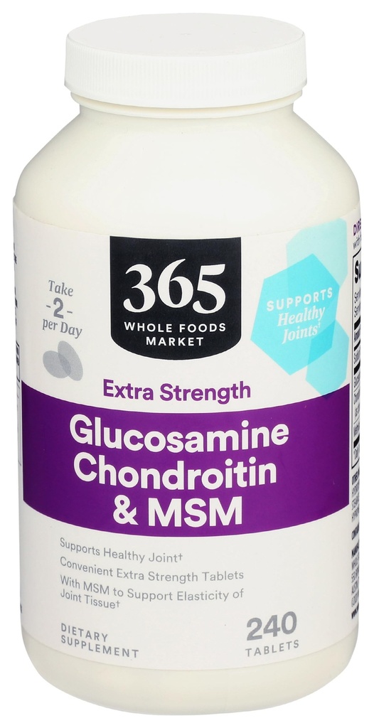 365 af Whole Foods Market, Glucosamin Chondroitin X Strength MSM, 240 tabletter