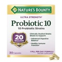 Nature 's Bounty Probiotic 10 Daily Probiotic Supplement til fordøjelsesbesvær, immunforsvar og øvre luftvejsstøtte, Ultra Styrke, 30 kapsler 1 pakke