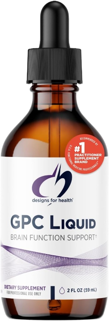 Design for sundhed GPC Liquid Drops - 600mg Soy Free Alpha Glycerophosphocholin Supplement, Non- GMO GPC Cholin fra Sunflower Lecithin - Understøtter sund hjerne funktion (30 Servere / 2oz)