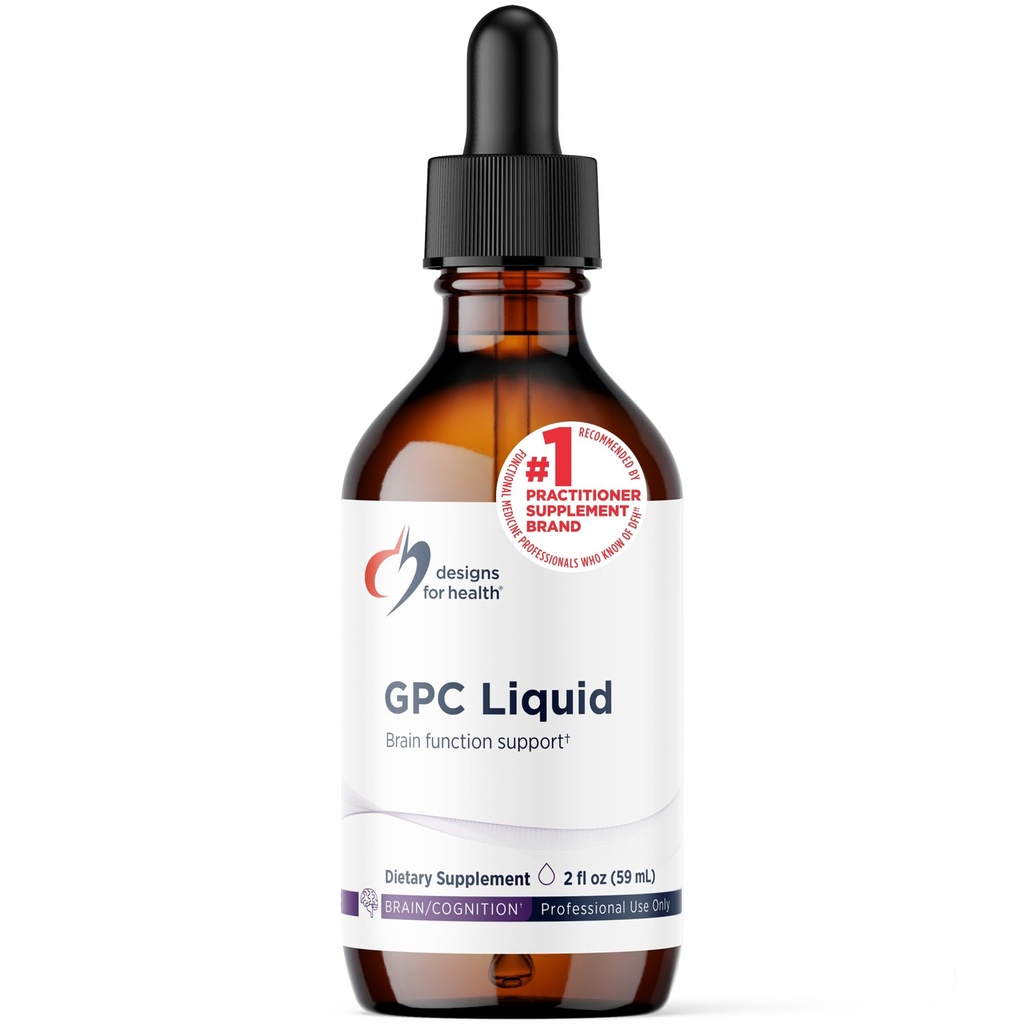 Design for sundhed GPC Liquid Drops - 600mg Soy Free Alpha Glycerophosphocholin supplement, Non- GMO GPC Cholin fra Sunflower Lecithin - understøtter sund hjerne funktion (30 Servere / 2oz)
