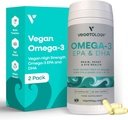 Vegan Omega 3 Supplement - EPA, DHA Kosttilskud & vitamin D3 - Alger Omega 3 Vegan Kosttilskud til hjerne, øje & hjerte sundhed - for børn og voksne (120 kapsler)