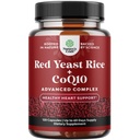 Rød Gær Rice med CoQ10 Supplement - Avanceret Sund Hjerte & Sund Kolesterol Niveauer Formel for mænd og kvinder - Ekstra styrke Kapsel med Rød Gær Rice 1200 mg Kapsler med CoQ10- 120 Tæl