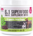 6 i 1 Superfood hund tillæg med økologiske Moringa Budding124; Behandlinger til immunsystem og total sundhed Budding124; Kæledyr Alle naturlige Multivitaminer - 90 Tyg