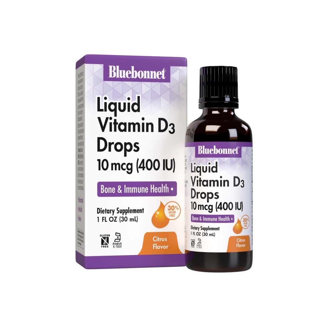BlueBonnet Liquid Vitamin D3 Drops 400 IE, Citrus, 1 Fl Oz