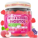 Inositol Gummies for Women + Chasteberry, Myo- Inositol & D- Chiro Inositol 2000mg + 50mg Ideal 40: 1 Ratio med Methyleret B12 & Folate, Cholin, Magnesium, D3- vitamin for total sundhed, pakke med 2