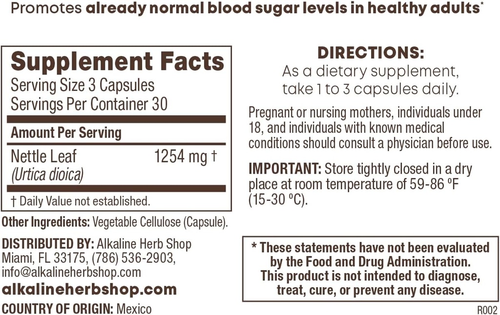 Alkaline Herb Store Nettle Leaf supplement 90 Kapsler