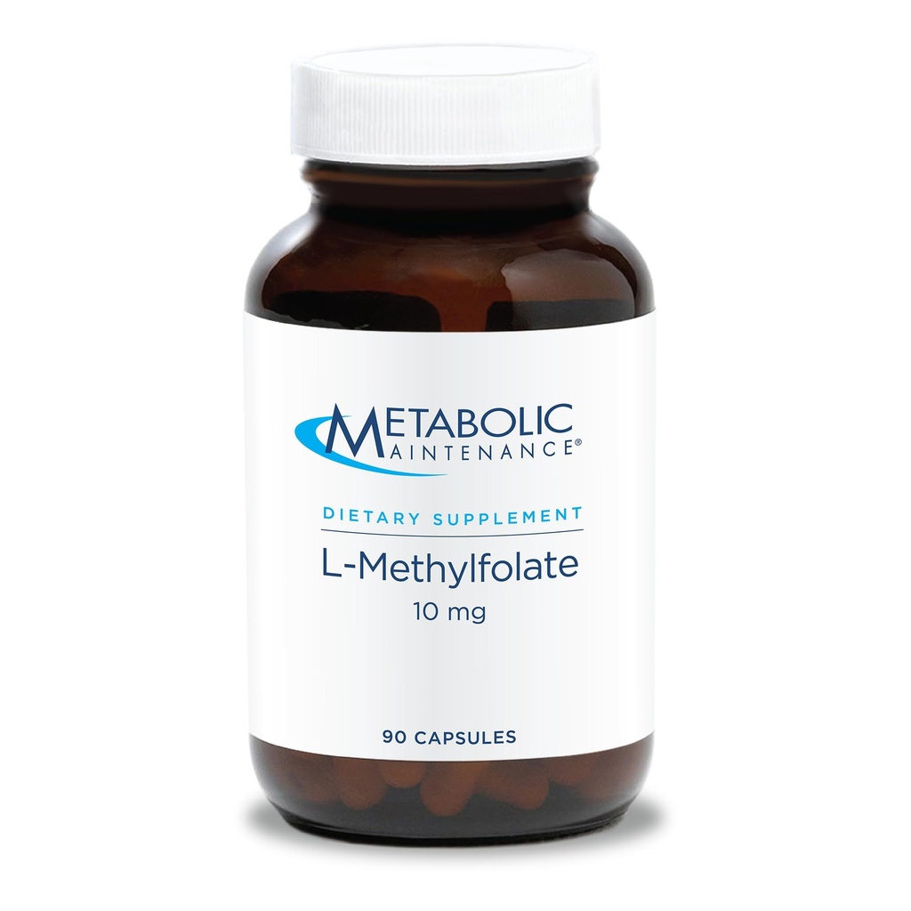 Metabolisk vedligeholdelse L- methylfolat 10 mg - L methylfolat, methylfolat supplement til kvinder & mænd, methylerede vitamin B9 (5 - MTHF) for hjerne sundhed, fokus og ro - 90 kapsler (pakning med 1)