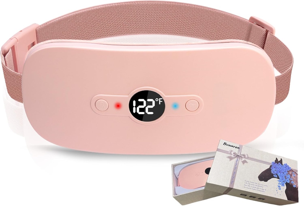 Bounren Portable opvarmning Pad for Periode kramper, Portable Cordless opvarmning Pad med Delicate Gave Give Box, Soft Pink