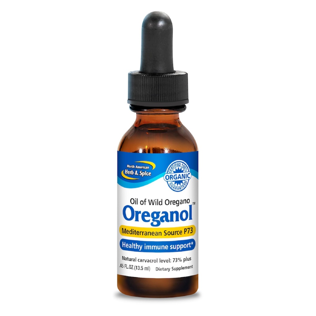 NORDAMERICAN HERB & SPICE Oreganol - 0,45 fl. oz. - Uforarbejdet, Wild, Organic Oregano Oil - Middelhavet Kilde P73 - Non- GMO - 194 Servering