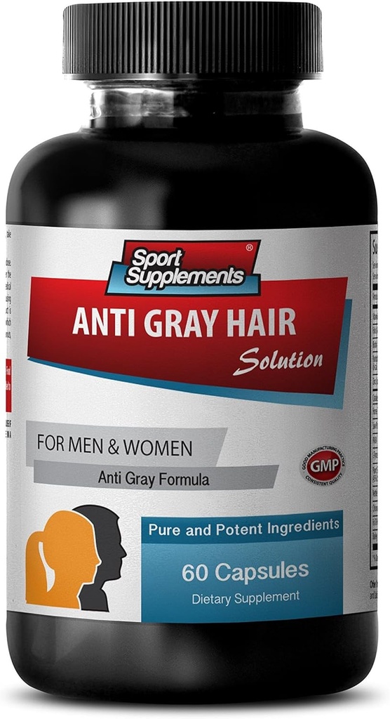 Eliminere gråt hår - Anti gråt hår naturlige formel for mænd og kvinder - Biotin supplement - Anti gråt hår supplement, urtehår reversal, omvendt gråt hår mørkere supplement, 1B 60 Caps