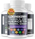 Elderberry Quercetin Bilberry Turmerisk Tart Cherry Ginger Vitamin C Vitamin D3 Zink Sort Peber -150 Capsules - Made in USA