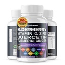 Elderberry Quercetin Bilberry Turmerisk Tart Cherry Ginger Vitamin C Vitamin D3 Zink Sort Peber -150 Capsules - Made in USA