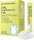 MOMSTAMIN 2 '-FL Pre & Probiotika for børn (4 +): Gut Health Note 124; immunsupport124; fordøjelsestillæg Forbedre kognitiv evne & søvn kvalitet Vitamin C, D Zink / Yogurt Flavored 30 sticks - Dagligt