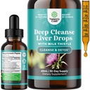 Deep Lever Cleanse, Detox & Reparation med Mælk Thistle Liquid Drops - Lever Detox Liquid Artichoke Extract med Mælkebøtte Leaf, Ginger & Gurkemeje Curcumin til Immunitet & Daglig Rengøring - 2Fl OZ