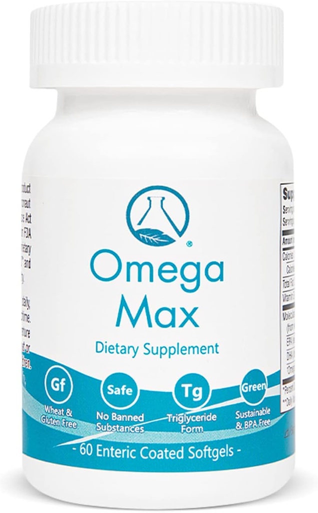 Omega Max - 60 Ct Enteric Overtrukket, Ingen Burp Fish Oil I Omega-3 EPA DHA tillæg I hjerte, Vision, hjerne og immunforsvar, 2000mg / servering