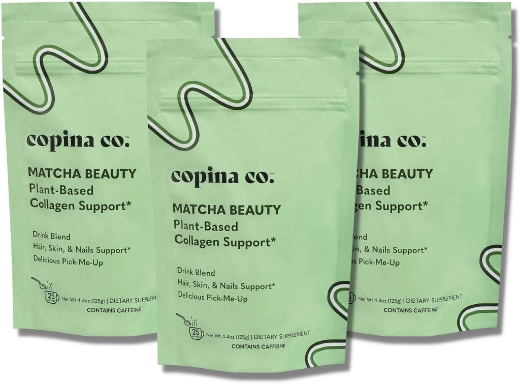 Copina Co. Matcha Beauty Vegan Collagen Booster Drink Blend: Plant Based Collagen Support Smoothie Drink Vegan Creamy Blend Buddy 124; Matcha Flavor Buddy 124; 3 poser - 25 Servere per taske
