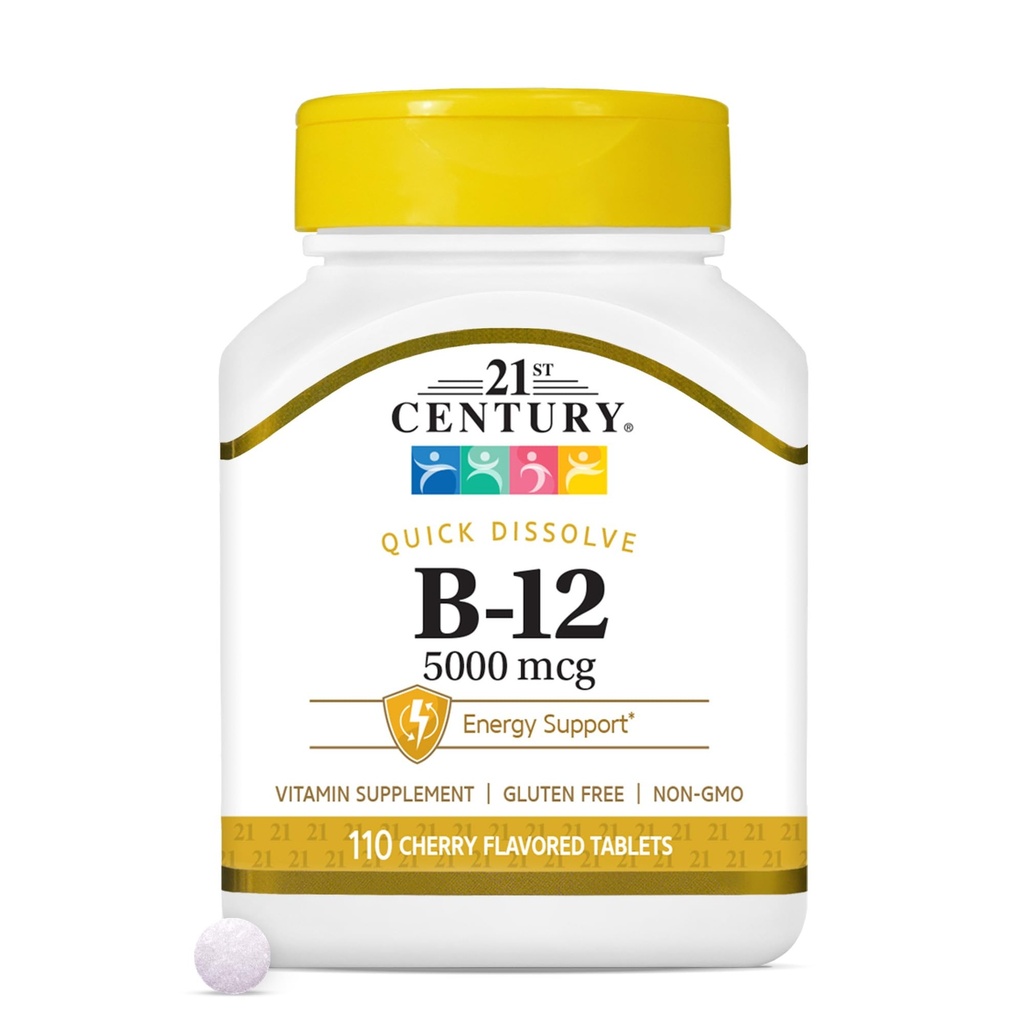 21. Century B- 12 5000 mcg, 110 Cherry Flavored Sublingual Tablets, 110 Count
