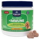 Oprindelse Labs Allergi og immunforsvar Support, Omega 3 Fiskeolie, Bee Pollen, Colostrum, Probiotika, Prebiotika til Gut Sundhed, Hud og Coat Sundhed, Antioxidanter, Tyrkiet Flavor, 90 Soft Chews