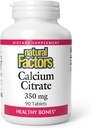 Naturlige faktorer, Calcium Citrate, Hjælper bevare stærke knogler og tænder, 90 tabletter (90 portioner)