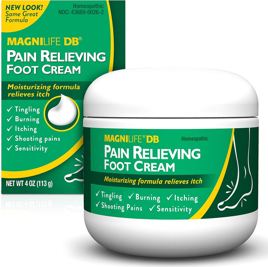 MagniLife DB Foot Cream, Calming Relief for Burning, Tingling, Shooting & Stabbing Foot Sensations - Soothes Dry, Cracked, Itchy, Sensitive Skin (4 oz Jar)