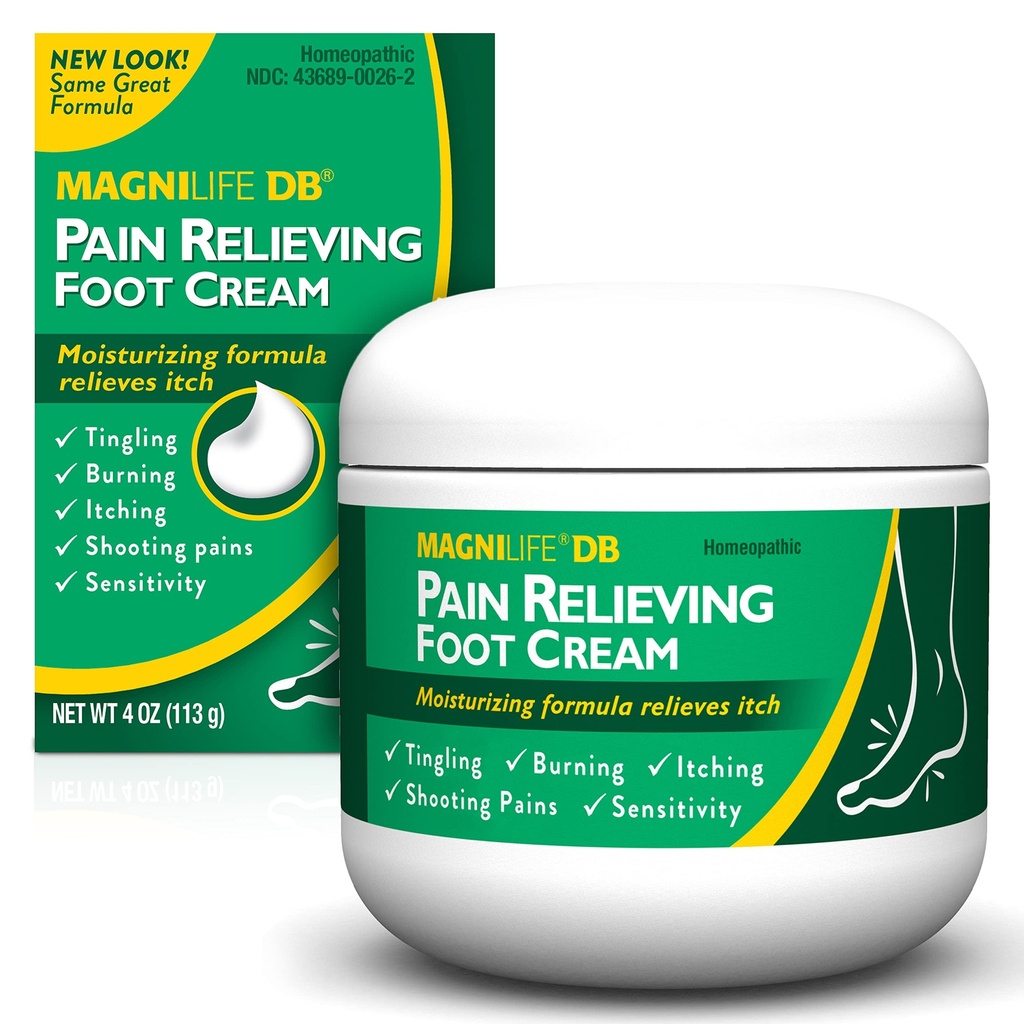 MagniLife DB Foot Cream, Calming Relief for Burning, Tingling, Shooting & Stikkende Foot Sensationer - Lindrer tør, krakket, Itchy, Følsomme Hud (4 oz Jar)