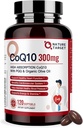 NATUR TARGET CoQ10- 300mg- Softgels + PQQ med Organic- Olie- Oil - High Absorption- Coenzyme- Q10 - Antioxidant- for- Heart- Health and immun Support, Energy Production, 120 Servere