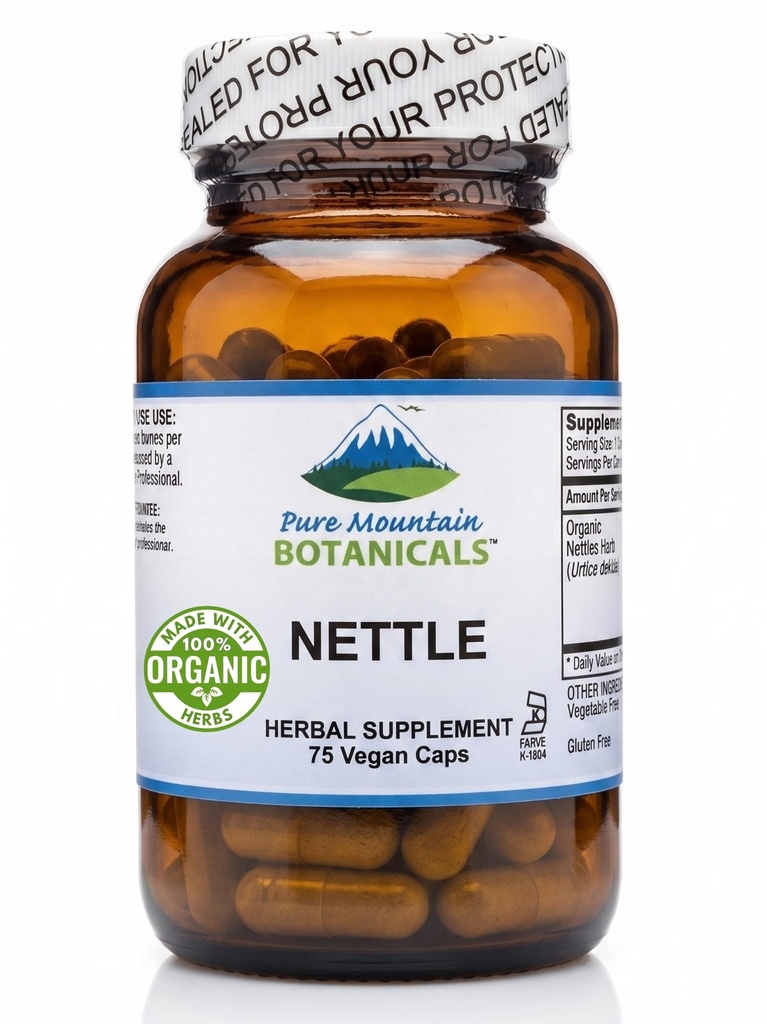 Pure Mountain Botanicals Stinging Nettle Leaf kapsler - Kosher Vegan Nettle kapsler med 500mg Organic Stinging Nettles Leaf