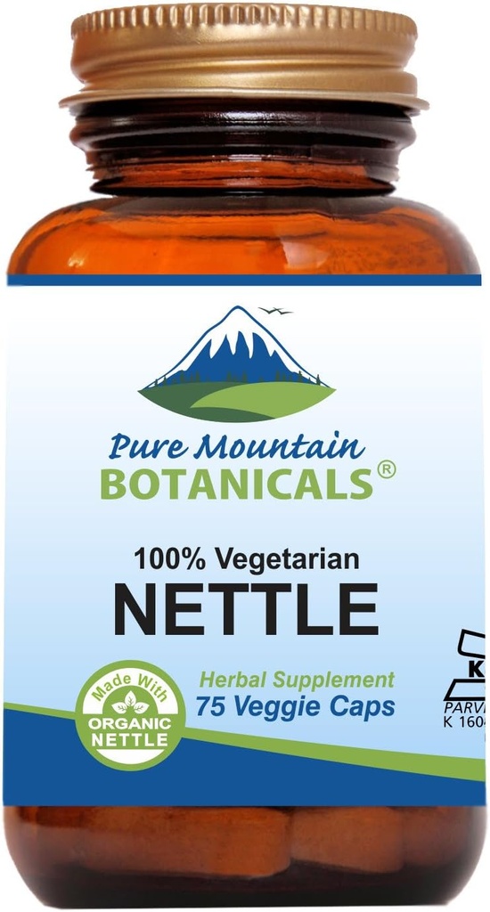 Pure Mountain Botanicals Stinging Nettle Leaf kapsler - Kosher Vegan Nettle kapsler med 500mg Organic Stinging Nettles Leaf