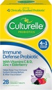 Culturelle Immune Defense Daily Probiotic for Women & Men - 28 Count, Mixed Berry Chewables with 4-in-1 Immune Support. Probiotic Vitamin C, Vitamin D, and Zinc Plus Elderberry