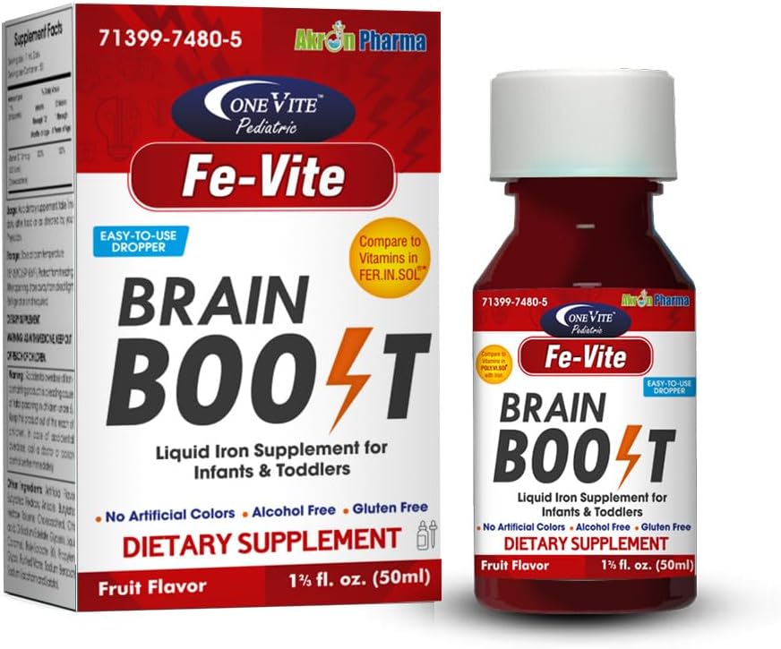 Pædiatriske FE- Vite Drops • 124; Flydende jerntilskud • 124; 50ml, 1, 66 Fl Oz (pakning med 1 stk.)