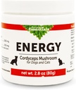 Animal Essentials Energy Cordyceps Mushroom supplement til hunde & katte - Support Stamina & Endurance, sunde luftveje & Nyrefunktioner, Antioxidant, Mushroom Powder Extract - 2.8 Oz (pakke med 1)