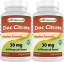 Bedste Naturals Zink 30mg Kosttilskud (som zinkcitrat) - zink Vitaminer til voksne immunstøtte - 120 tabletter (120 Tæl (pakke med 2))