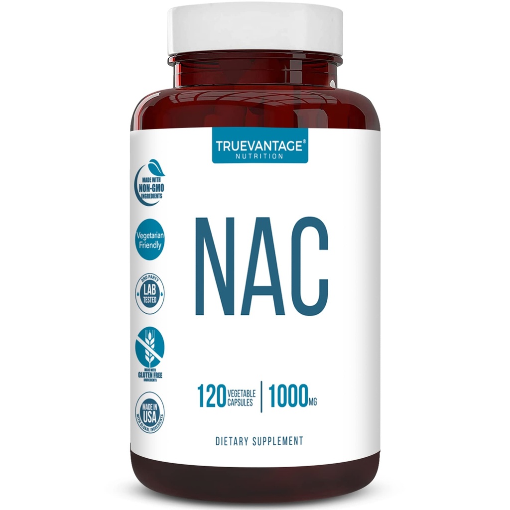 NAC supplement (N- Acetyl Cysteine) - 1000 mg- Antioxidant Support - fremmer leversundhed og afgiftning - øger lunge og immunforsvar - Vegetabilske kapsler - 120 Tæl - 60 Servering